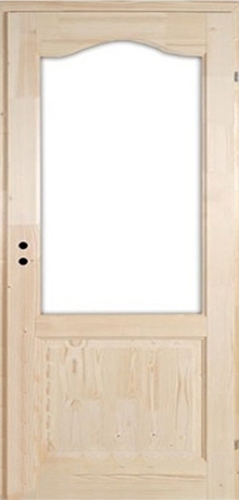Lucfenyő 12 cm pallótok - festés nélkül - Rusztikus félig üveghelyes lucfenyő beltéri ajtó (luc-404)